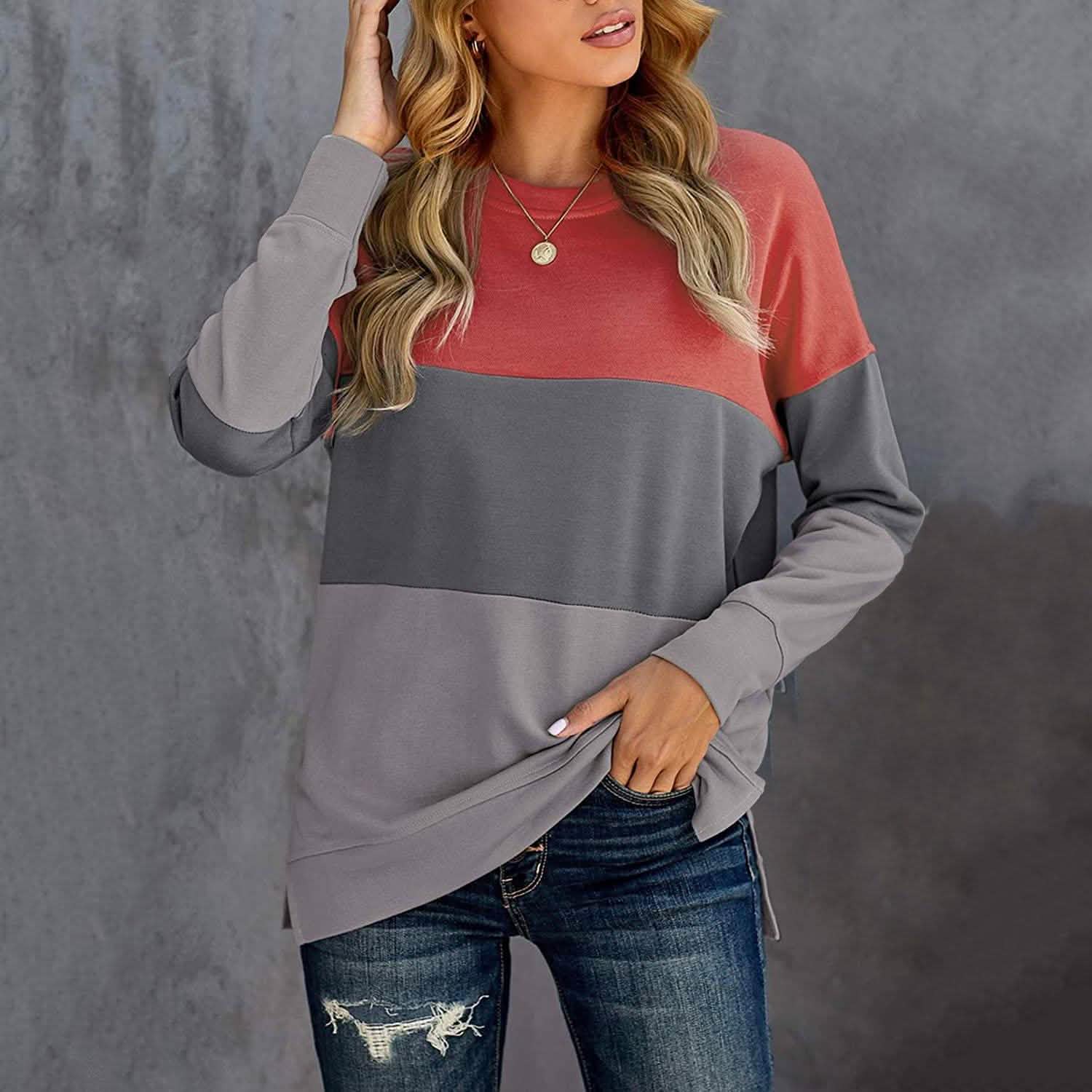 Sweat-shirt décontracté à col rond tie-dye imprimé rayé ample doux à manches longues