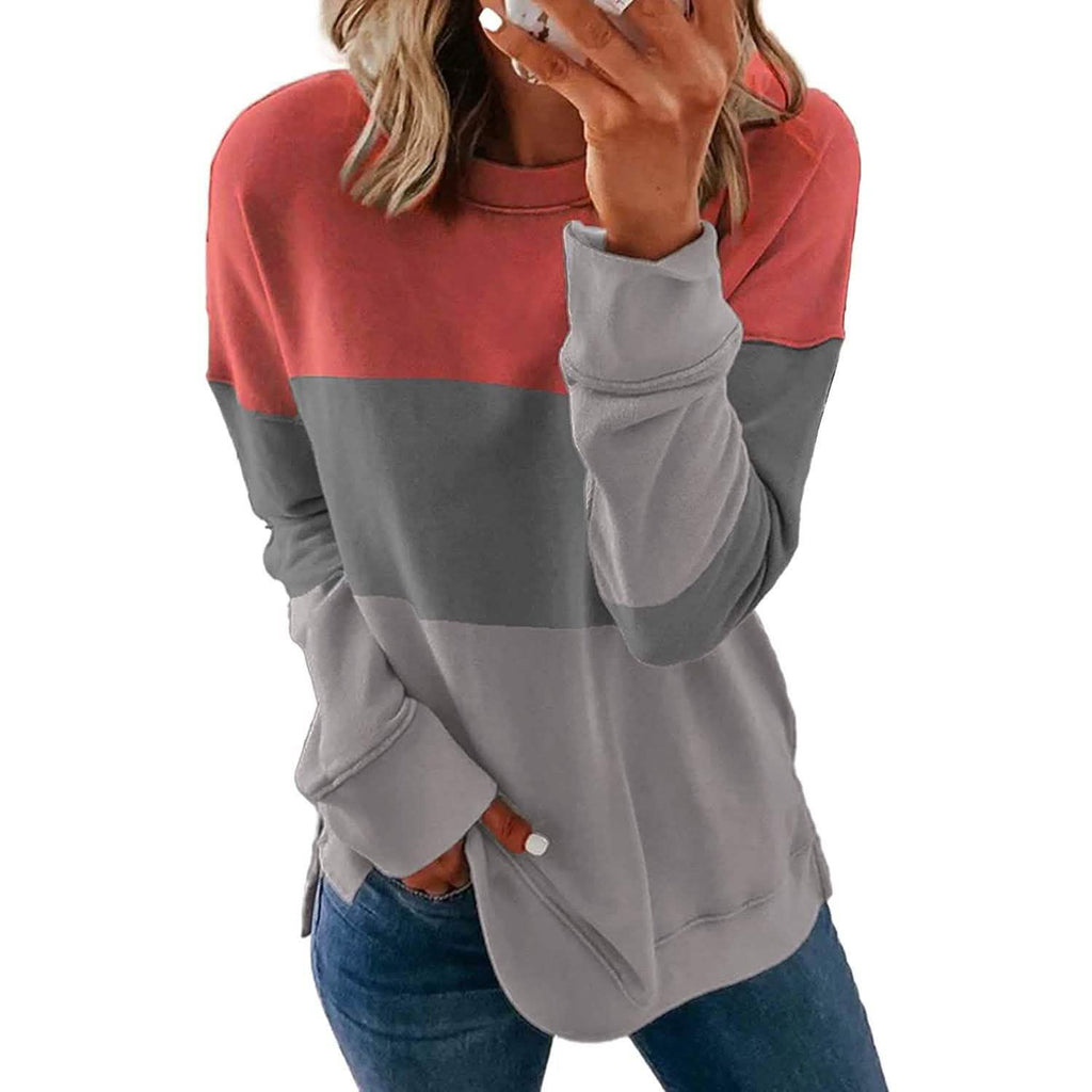 Sweat-shirt décontracté à col rond tie-dye imprimé rayé ample doux à manches longues