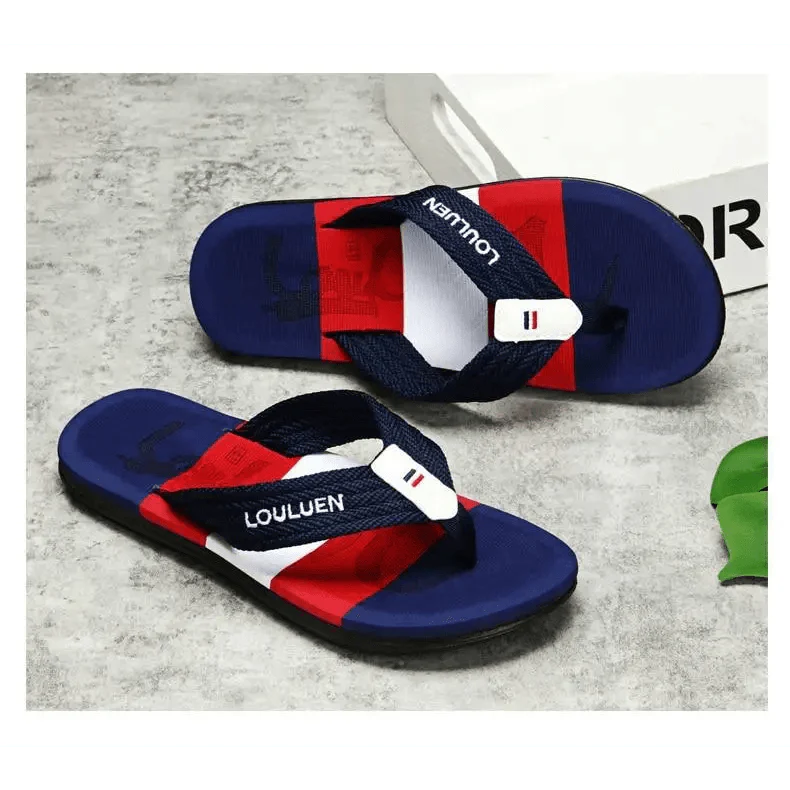 Hommes Décontractés Tongs Bleues d'Été Tongs pour Hommes de Haute Qualité Chaussons de Plage Respirants Tongs Extérieures Design Simple et Cool Sandales de Marche Confortables