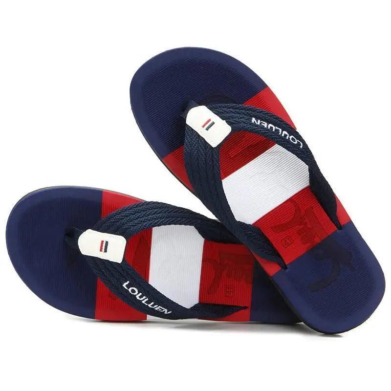Hommes Décontractés Tongs Bleues d'Été Tongs pour Hommes de Haute Qualité Chaussons de Plage Respirants Tongs Extérieures Design Simple et Cool Sandales de Marche Confortables