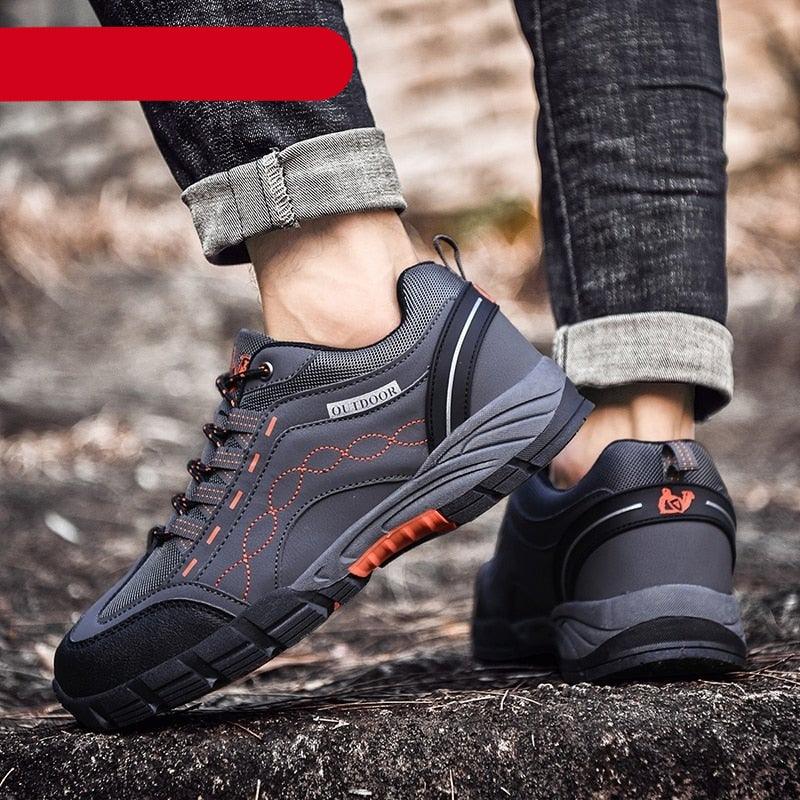 Chaussures Hommes Décontractées Plein Air Plates Durables Automne Hiver Classique Cuir Sport Bottes Basses Chaussures de Marche en Cuir Légères Respirantes Modernes Pour La Marche