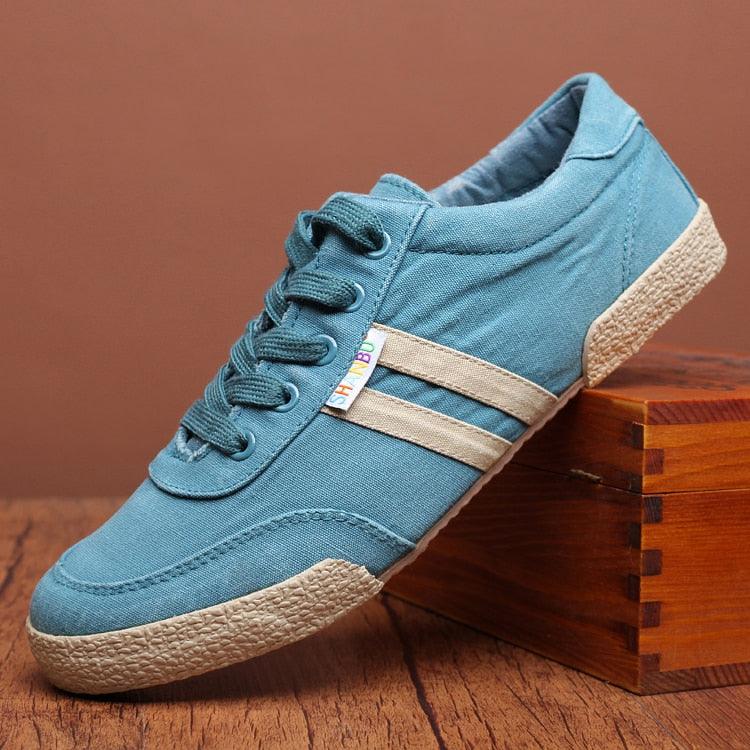 Chaussures Baskets Homme Décontractées Toile Bout Rond Qualité Supérieure Plates Été Unies Lacets Respirantes Confortables Souples Design pour Hommes Marche Sport