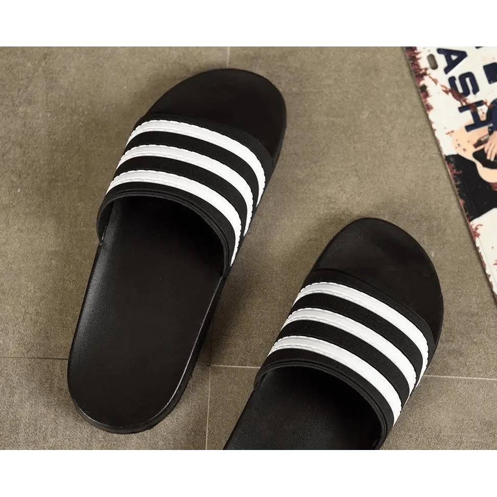 Sandales décontractées d'été modernes pour hommes, pantoufles souples à rayures noires et blanches, tongs, sandales décontractées d'été pour femmes
