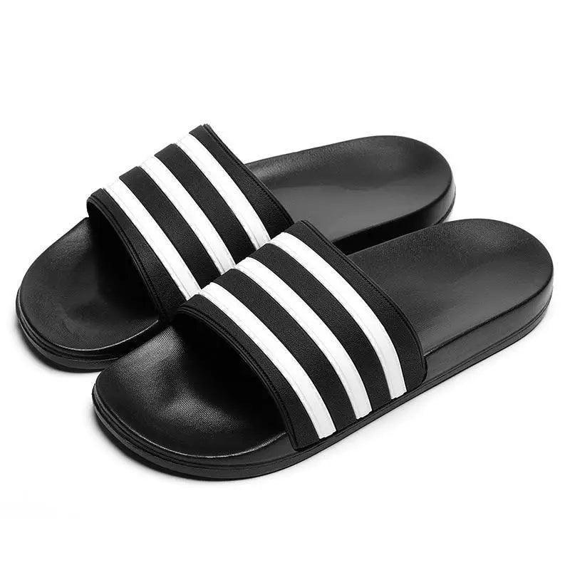 Sandales décontractées d'été modernes pour hommes, pantoufles souples à rayures noires et blanches, tongs, sandales décontractées d'été pour femmes