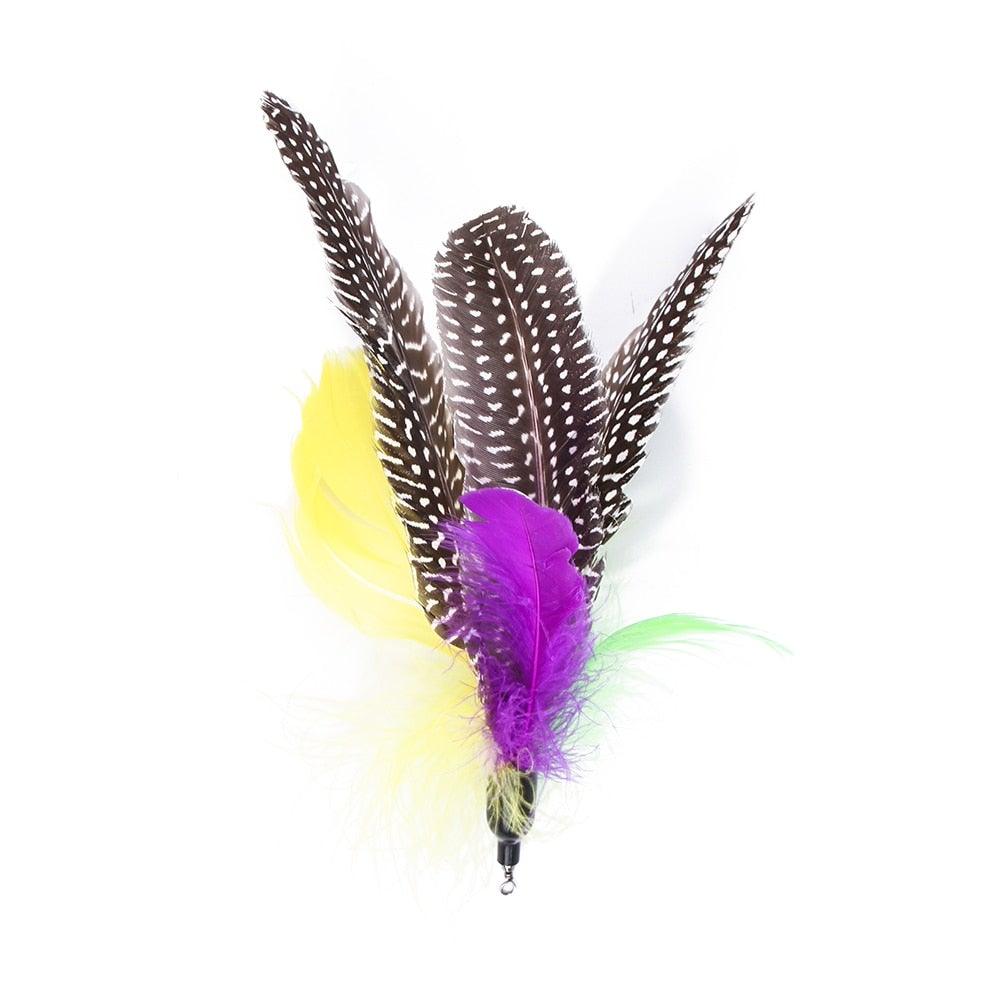 Lot de jouets à plume pour chat, baguette teaser pour chatons, pour amuser et faire faire de l'exercice aux chats, jouets interactifs sans la canne, baguette rétractable et recharges de plumes, jouets pour chat d'intérieur