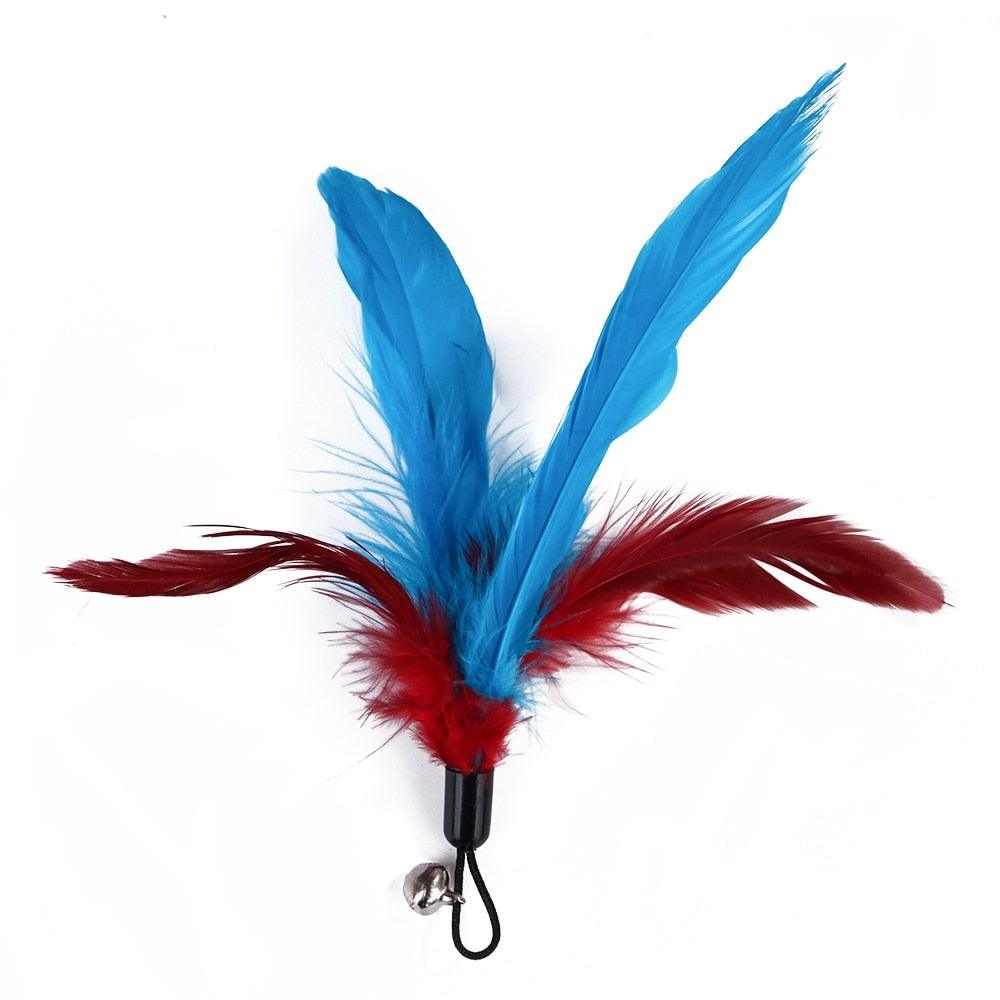 Lot de jouets à plume pour chat, baguette teaser pour chatons, pour amuser et faire faire de l'exercice aux chats, jouets interactifs sans la canne, baguette rétractable et recharges de plumes, jouets pour chat d'intérieur