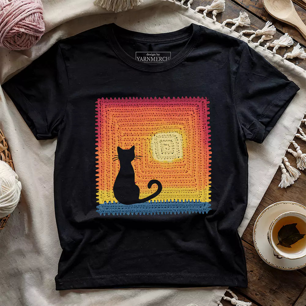T-shirt en granny square Chat