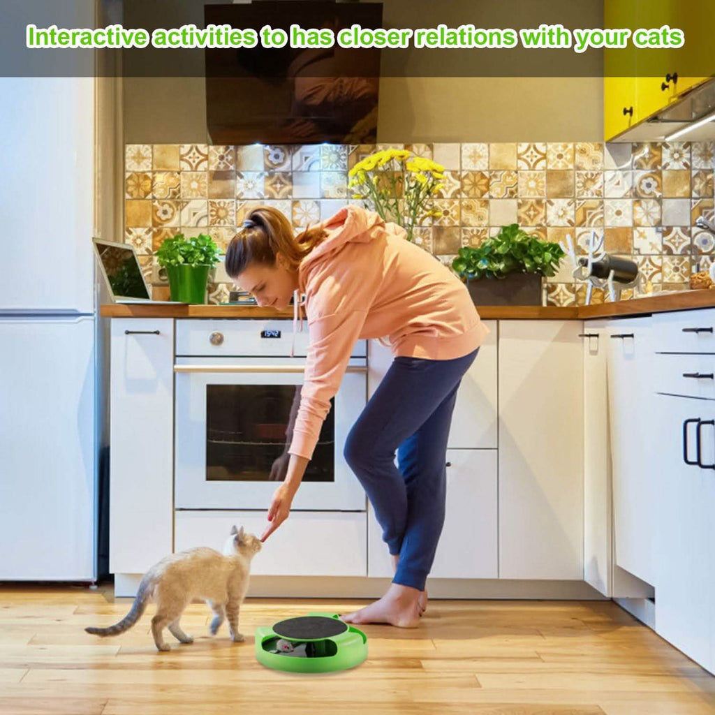 Jouet interactif pour chat avec griffoir et souris tournante