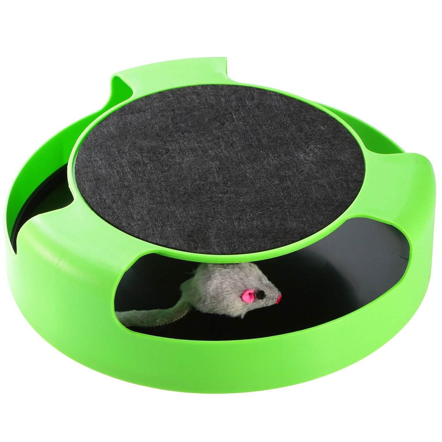 Jouet interactif pour chat avec griffoir et souris tournante