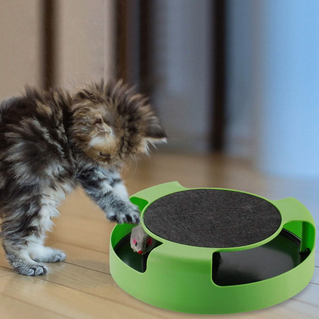 Jouet interactif pour chat avec griffoir et souris tournante