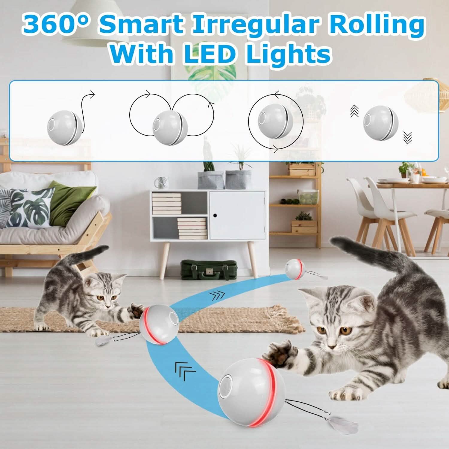 Balle à Suspendre Interactive Rotative Automatique Jouet d'Exercice pour Chat