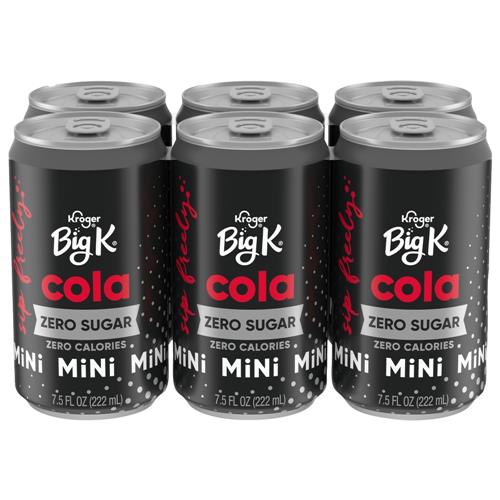 Kroger Big K Zéro Sucre Mini Boissons gazeuses Cola 6 paquets / 221,8 ml