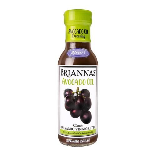 Briannas - Vinaigrette Balsamique à l'Huile d'Avocat - Riche en Nutriments, Compatible Kéto, Vinaigrette Végétalienne à base d'Huile d'Avocat 100% Pure - Bouteille de 295 ml