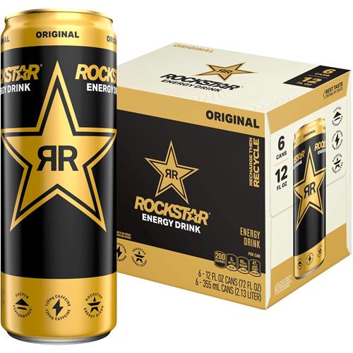 Boisson Énergisante Rockstar Original, canettes de 355 ml (paquet de 6)