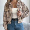 Surchemise à Carreaux – Veste Chemise Boutonnée à Manches Longues pour Femme