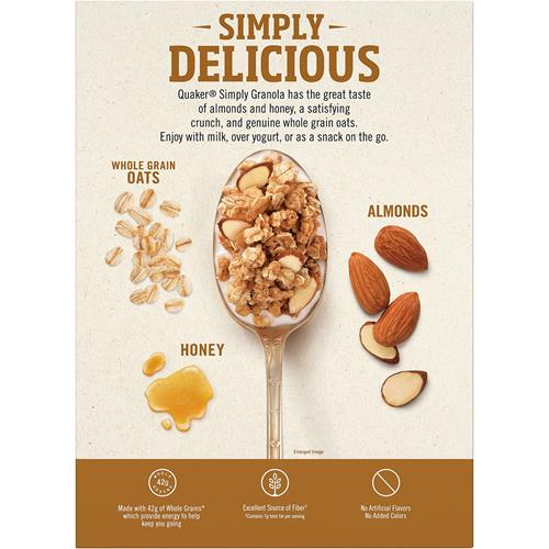 Quaker Simply Granola, Avoine, miel et amandes, boîte de 683 g