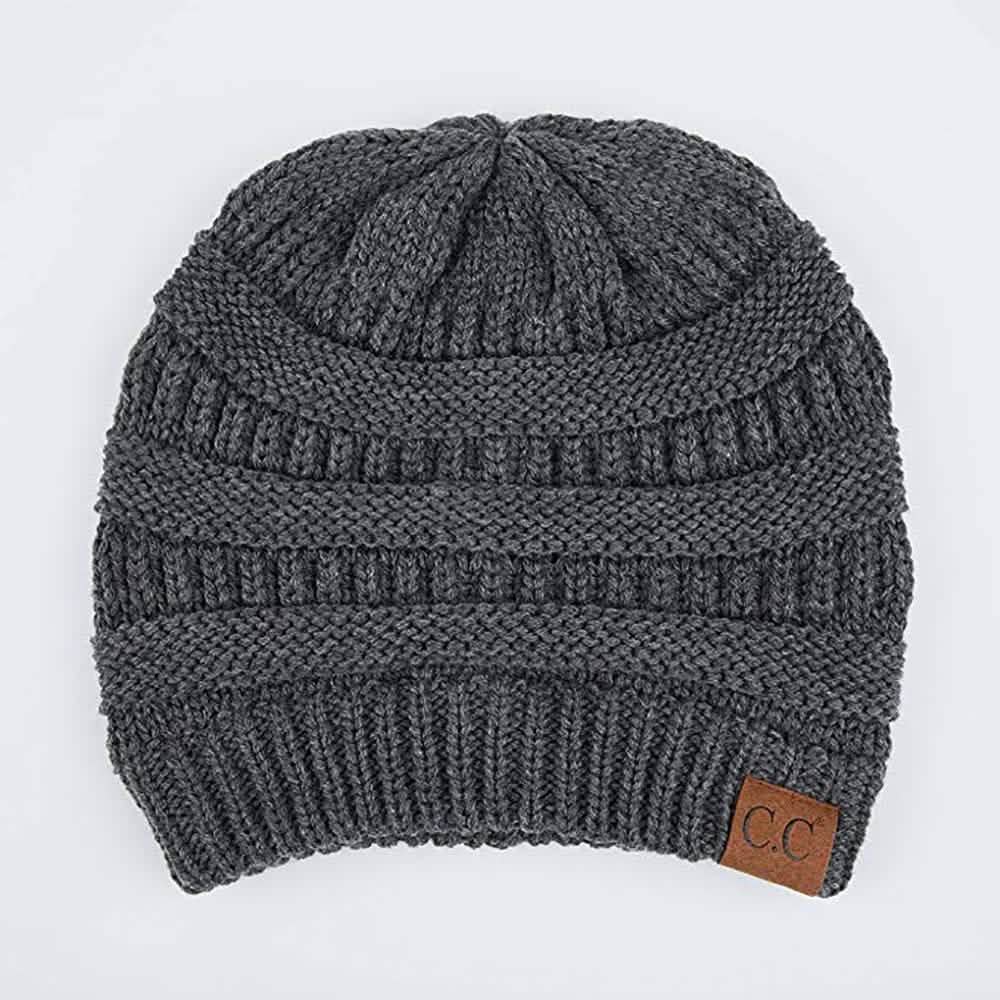 C.C. Bonnet en tricot pour femme - Couleur : Charcoal