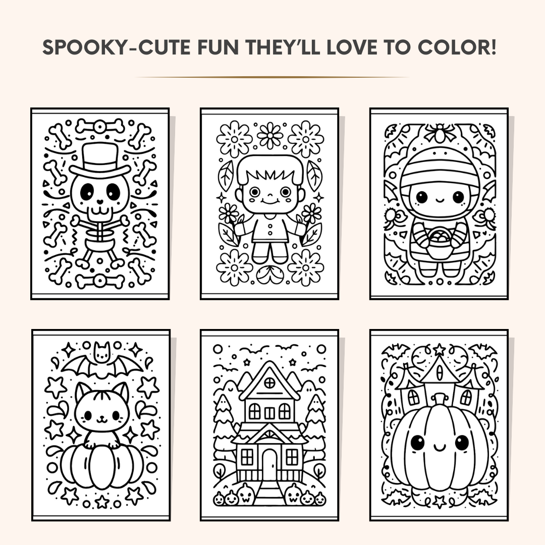 Livre de coloriage d'Halloween audacieux et facile pour les enfants – 95 pages | PDF téléchargeable instantanément