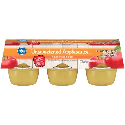 Kroger Compote de pommes non sucrée en coupelles 6 x 113 g