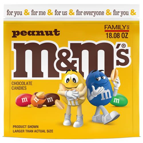 M&Ms Bonbons au chocolat au lait et aux cacahuètes, format familial, sac refermable de 512,5 g