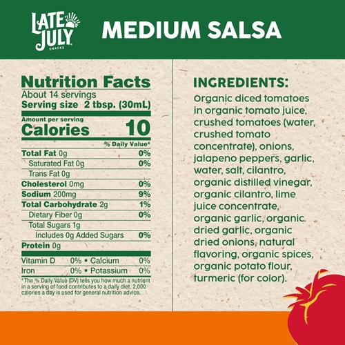 Salsa moyennement piquante Late July Snacks, pot de 439 g