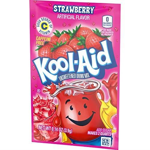 Kool-Aid Préparation pour boisson en poudre sans sucre, sans caféine, saveur fraise, zéro calorie, 1 sachet pour pichet
