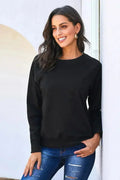 Sweatshirt en molleton gratté noir, mélange coton