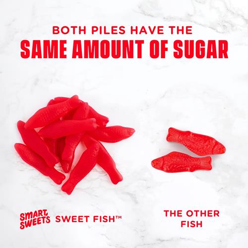 Smartsweets, Poissons Bonbons, Faible Teneur en Sucre (3G), Végétal, Sans Polyols, 1.8 Oz, Baies