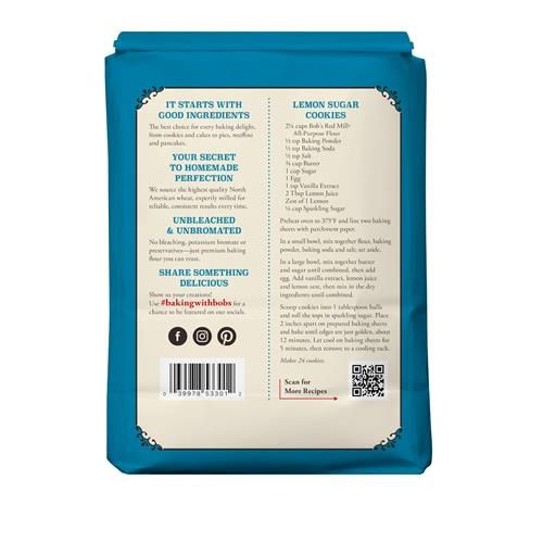 Farine tout usage non blanchie Bobs Red Mill, 5 lb (Paquet de 1) - Biologique, Végétalien, Casher