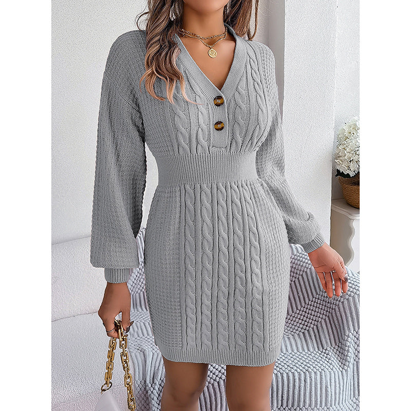 Robe pull en maille torsadée pour femme