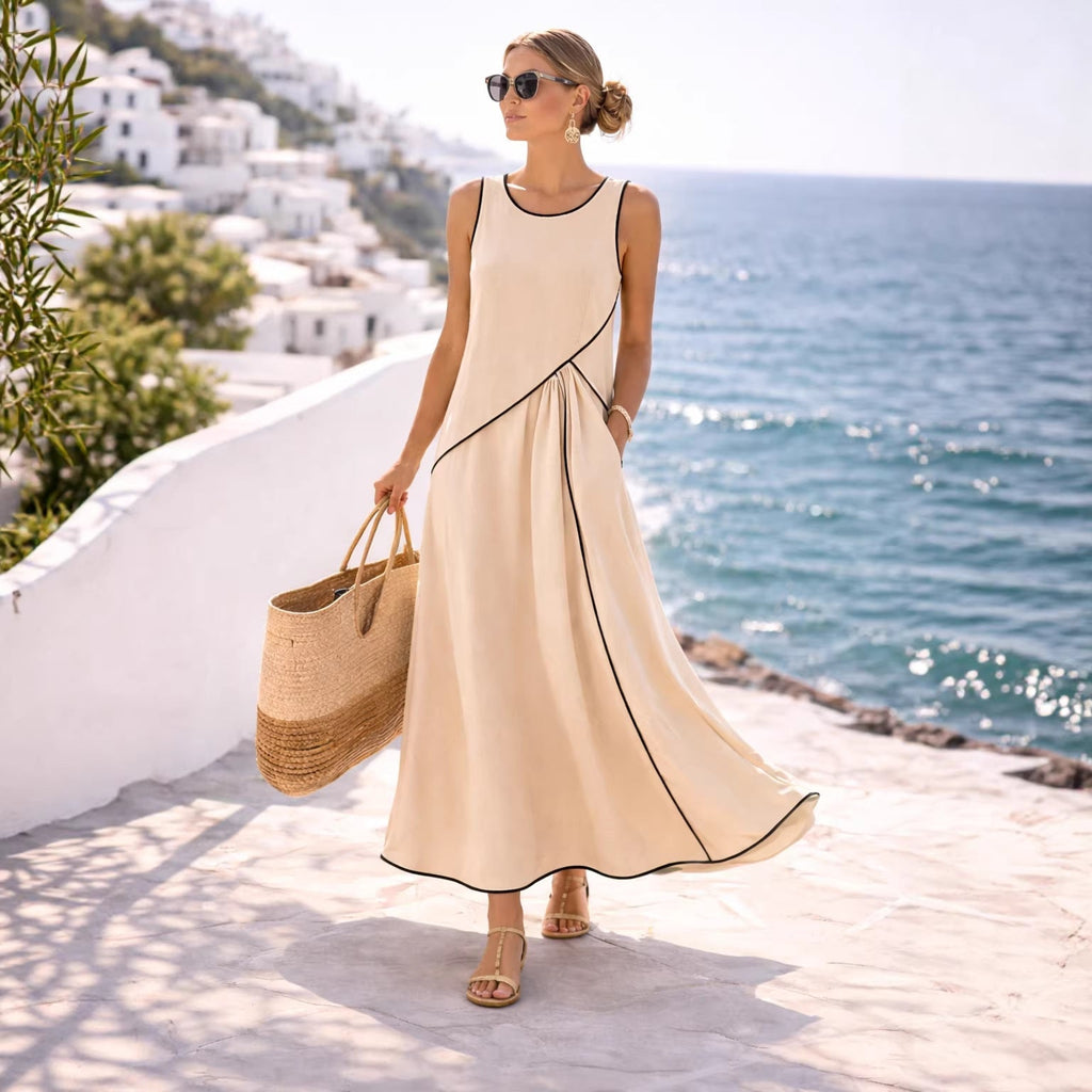 Robe de vacances méditerranéenne à couleurs contrastées – 7 couleurs, S-3XL