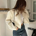 Veste de baseball unie à manches longues pour femme