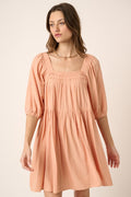 Mini-robe femme à plis nervures et dos noué – Mini-robe chic et tendance avec dos noué fantaisie et motif à plis nervurés texturés