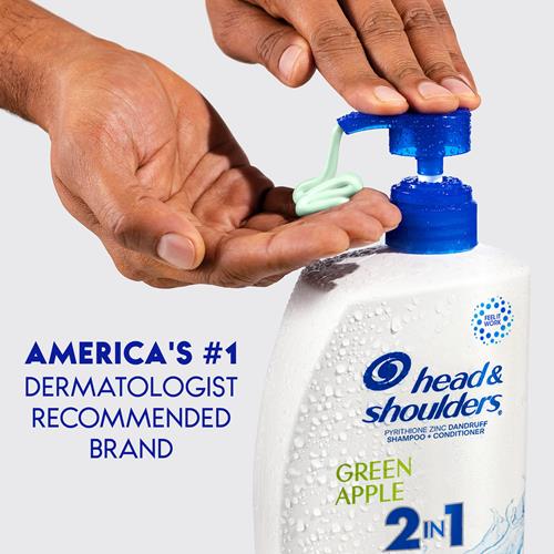 Head & Shoulders 2-en-1 Shampooing et Revitalisant antipelliculaire, Traitement antipelliculaire, Pomme verte pour usage quotidien, Sans parabènes, 800 g
