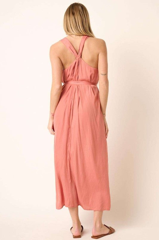 Robe longue débardeur cache-cœur ceinturée pour femme – Un style flatteur, chic et élégant pour vos événements
