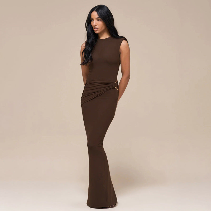 Robe fourreau sans manches avec fente au dos – Robe fourreau taille haute