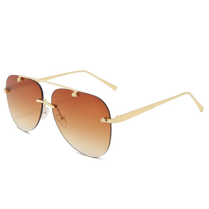 Lunettes de soleil sans monture en métal pour hommes et femmes, miroir, mode, pilote tendance, lunettes de soleil, protection UV, lunettes dégradées