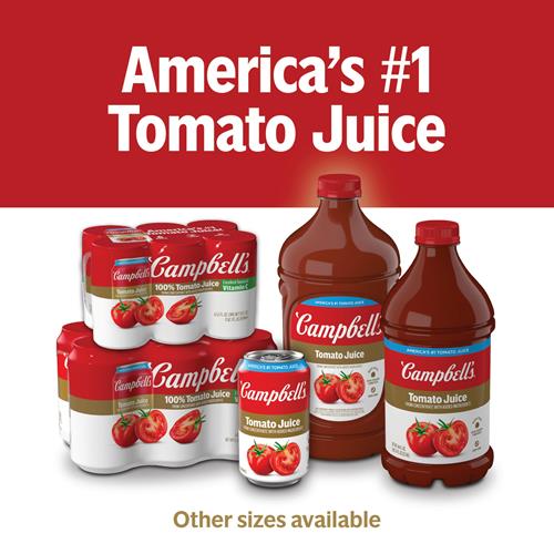 Campbells 100% Tomato Juice, 5.5 Fl Oz Can (6 Pack)