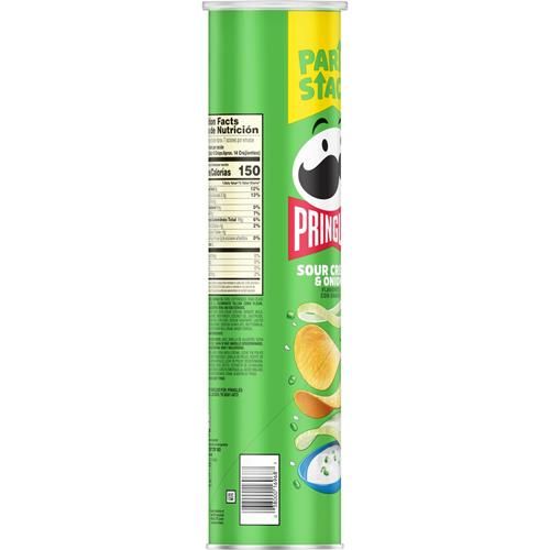 Pringles Chips de pommes de terre, collations pour le déjeuner, collations nomades, format familial, Crème sure et Oignon, boîte de 7,1 oz (1 boîte)