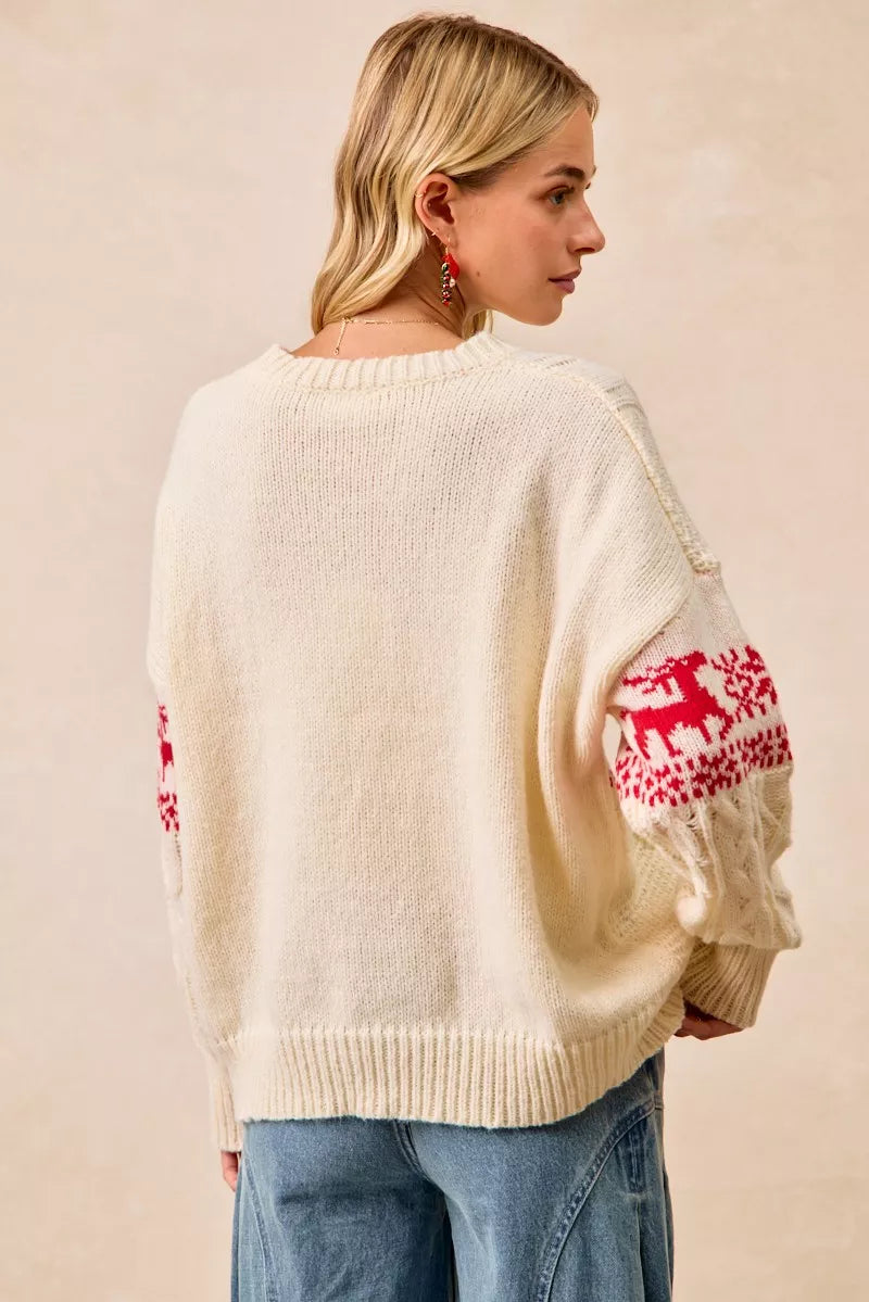 Pull torsadé BiBi motif de Noël