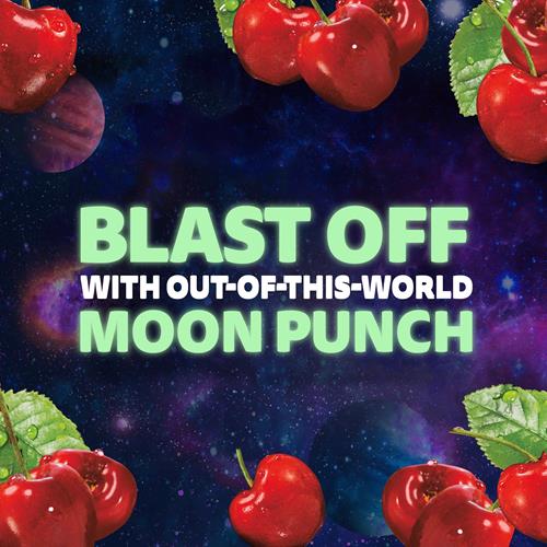 Boisson Capri Sun Moon Punch aromatisée aux cerises sauvages à base de concentré avec d'autres arômes naturels, boîte de 10 sachets de 17,7 cl