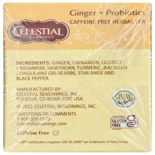 Tisane Celestial Seasonings Gingembre & Probiotiques, 16 sachets