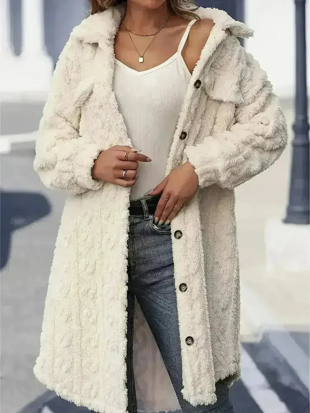 Manteau long boutonné doux – Surchemise oversize en polyester | Femstylo