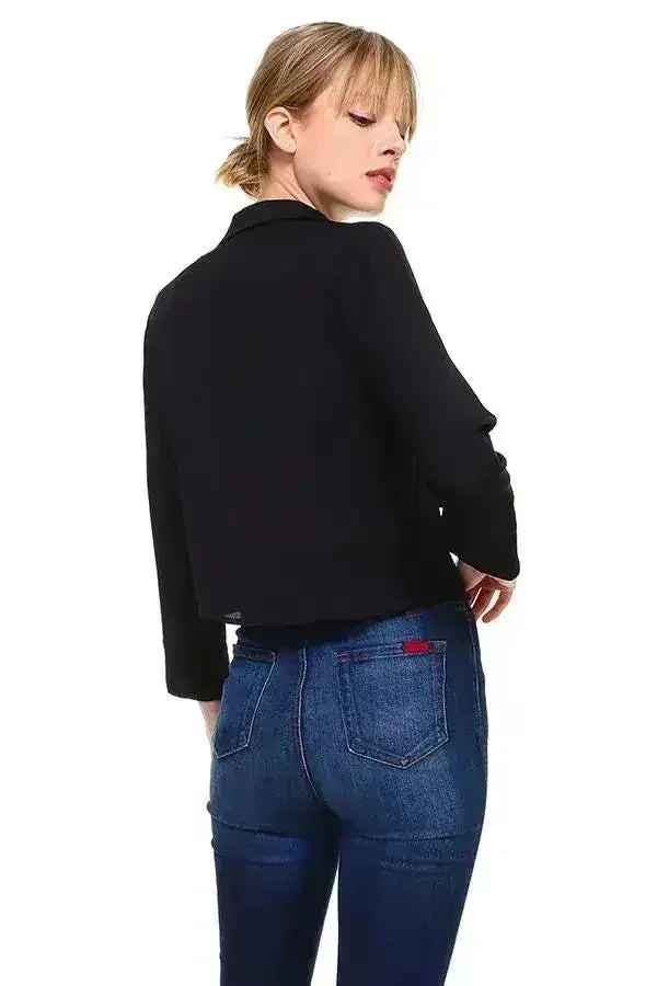 Blouse boutonnée à nouer devant unie | Femstylo