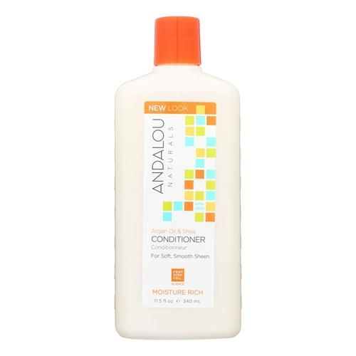 Après-shampoing Andalou Naturals, Après-shampoing Riche en Hydratation, 340 ml, Huile d'Argan, Beurre de Karité, Huile d'Avocat et Vitamine E, Hydratant pour Cheveux Secs