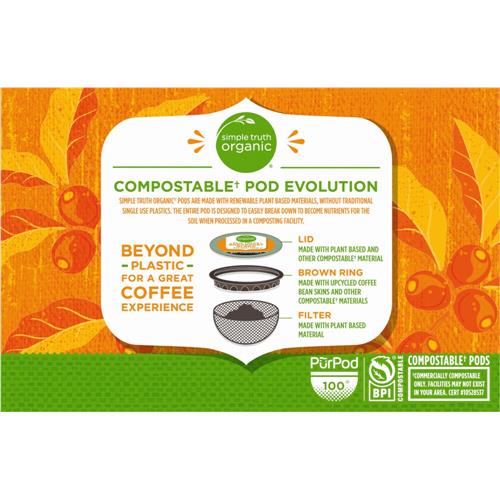 Café en dosettes torréfaction légère mélange petit-déjeuner biologique Simple Truth, 12 unités