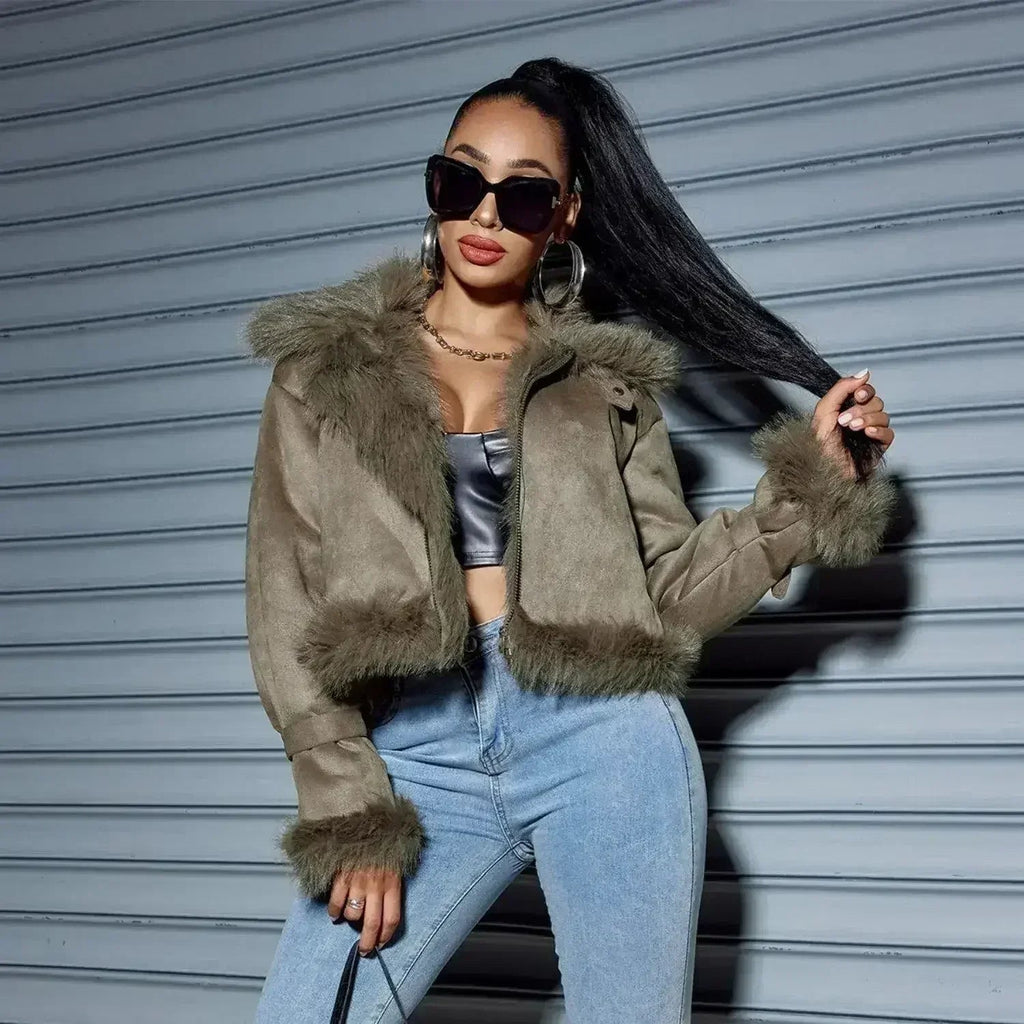 Manteau court en daim pour femme – Streetwear automne et hiver en similicuir