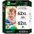 Cartouche d'encre noire et couleur 62/62XL pour HP Envy, OfficeJet et DeskJet