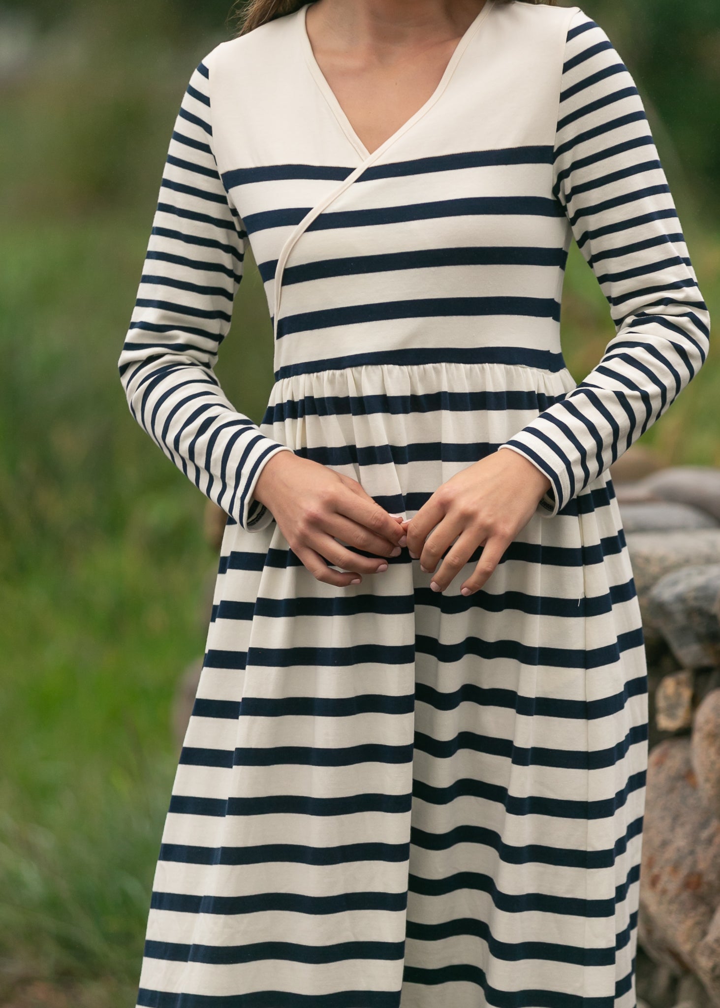 Robe longue en maille rayée Celeste