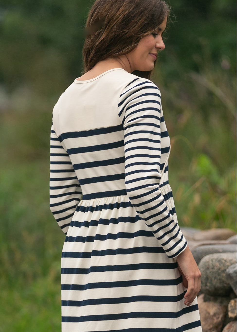 Robe longue en maille rayée Celeste